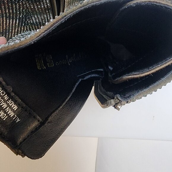 GLAM CAMO Crystal Studded Lug Sole Combat Stiletto Heel Boots - Size 10 LIKE NEW - Picture 8 of 10